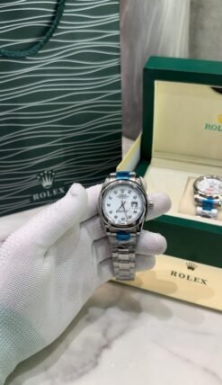 ROLEX DATE JUST PEARL MASTER ( WHITE DIAMOND DIAL ) WATCH (OG BOX)